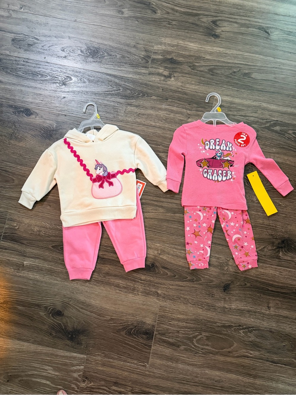 2 outfits- Kidgets Pink and Cream Unicorn Hoodie & Jogger and PJ Set size 12M